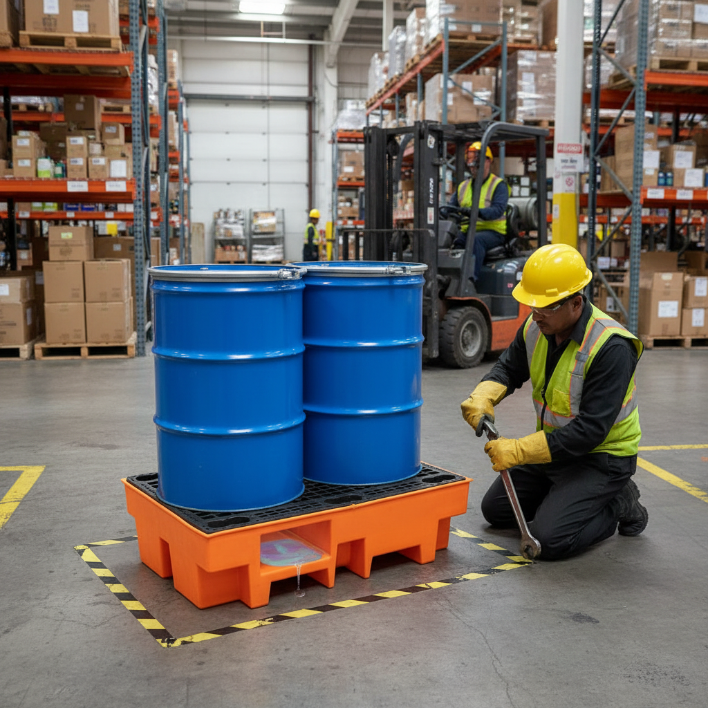 Double Drum Spill Pallet 240 Litre 1220 x 820 x 330mm for Chemical Spill Containment