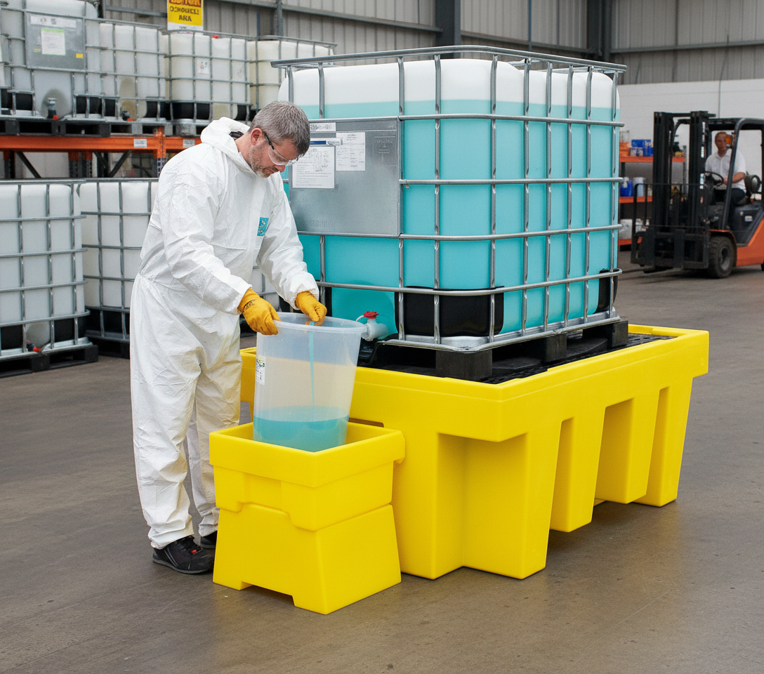 Dispensing Tray & Stand 86 Litre 525mm x 545mm x 835mm for Spill Control