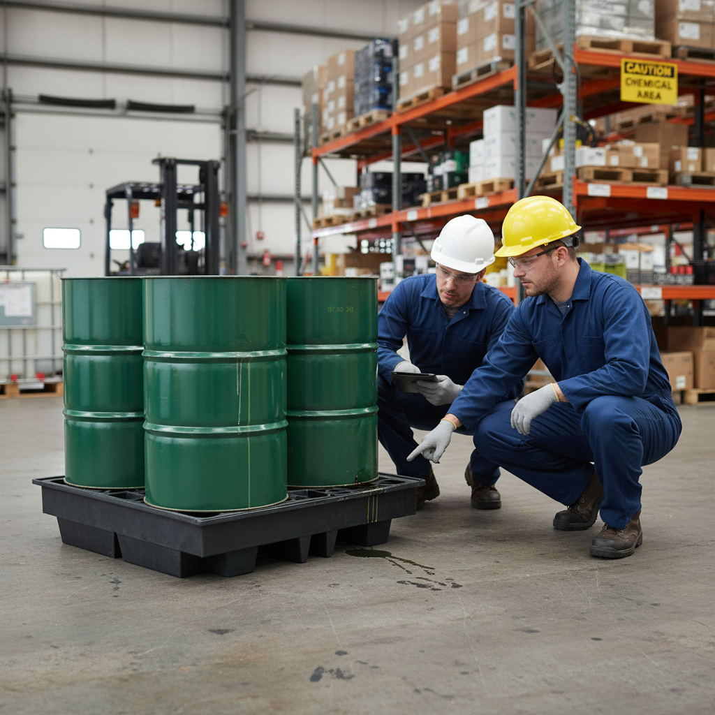 Low Profile Recycled Spill Pallet 230 Litre 1280mm x 1285mm x 275mm for Drum Storage
