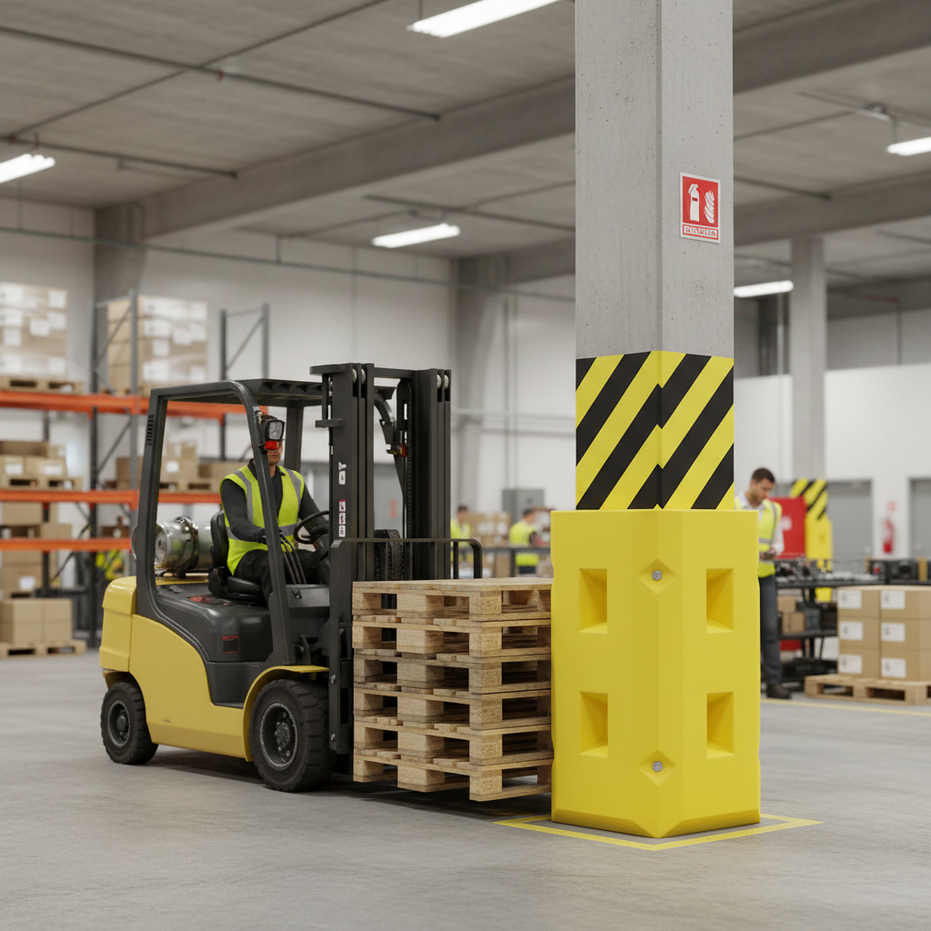 Column Protector 18kg 515mm x 490mm x 945mm Yellow for Forklift Damage Prevention
