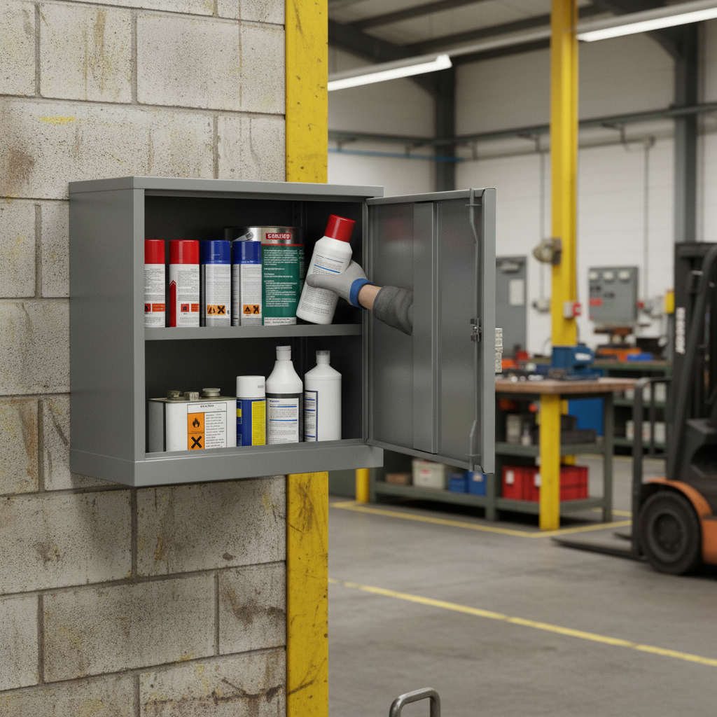 Hazardous Liquid COSHH Cabinet 19kg 609mm x 305mm x 609mm Grey for Chemical Storage