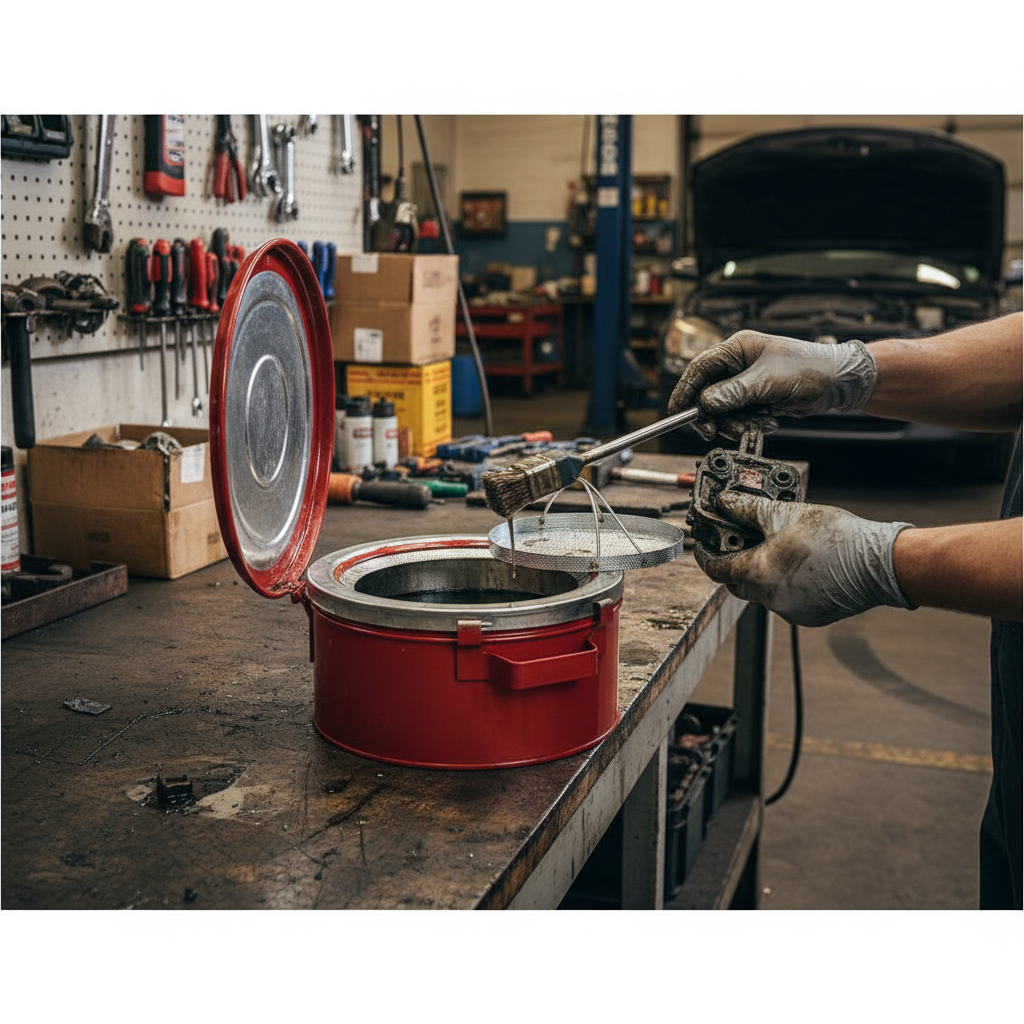 Bench Can 4 Litre 238mmØ x H114mm Red for Soaking Parts