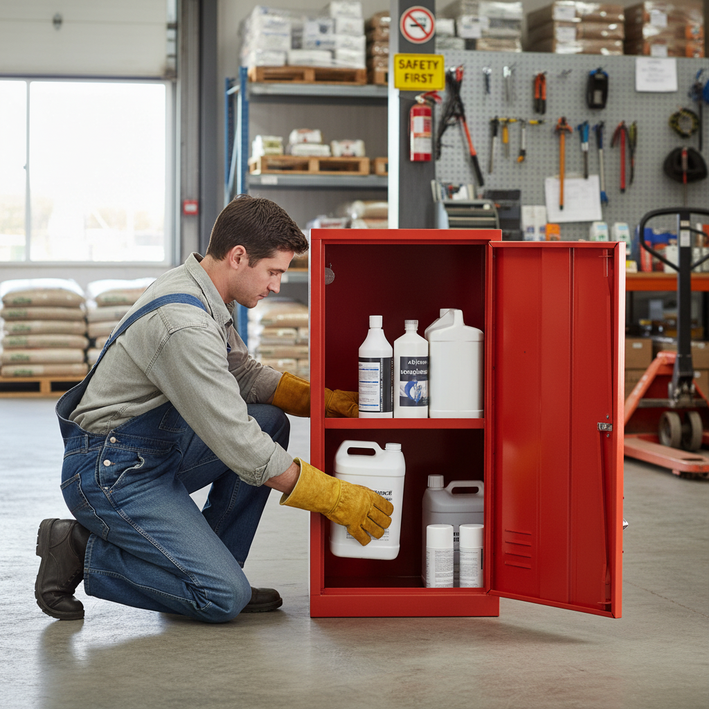 Pesticides & Agrochemical Cabinet 22kg 457mm x 457mm x 762mm Red for Chemical Storage