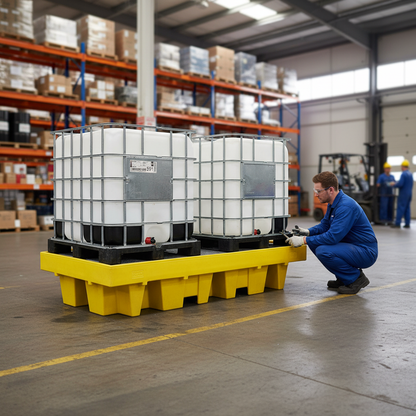 Double IBC Spill Pallet 1100 Litre 2560mm x 1350mm x 500mm for IBC Containment