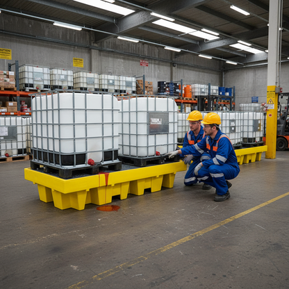 Double IBC Spill Pallet 1100 Litre 2560mm x 1350mm x 500mm for IBC Containment