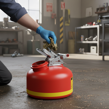 Solvent Safety Can 7.5 Litre 305mmØ x H375mm Red for Flammable Liquids