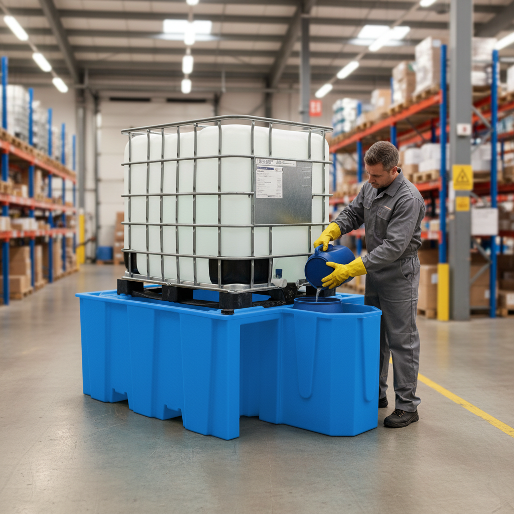 IBC Spill Pallet 1100 Litre 2065mm x 1445mm x 705mm for IBC Storage