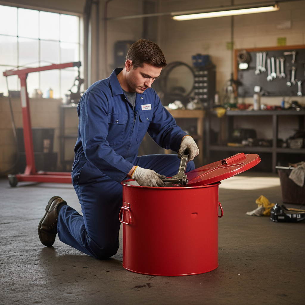 Dip Tank 30 Litre 397mmØ x H362mm Red for Cleaning Small Parts