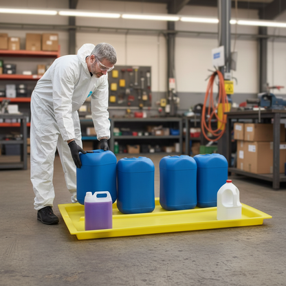 Drip Tray 60 Litre 1450mm x 840mm x 70mm Yellow for Machine Spill Containment