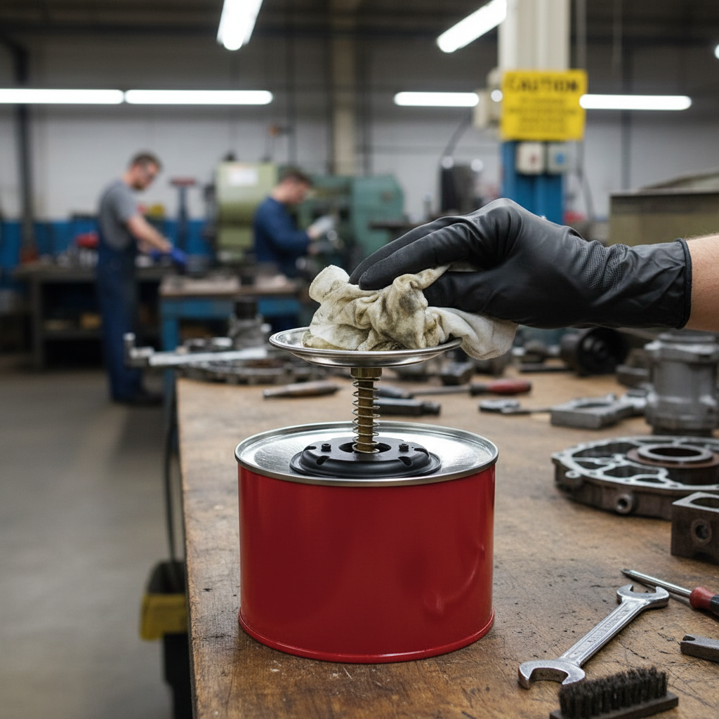 Plunger Can 2 Litre 185mmØ x H187mm Red for Industrial Cleaning