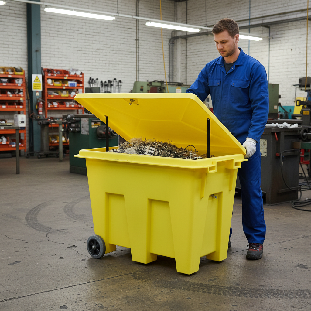 Wheeled Storage Bin 350 Litre 1265 x 855 x 910mm Yellow for Industrial Storage