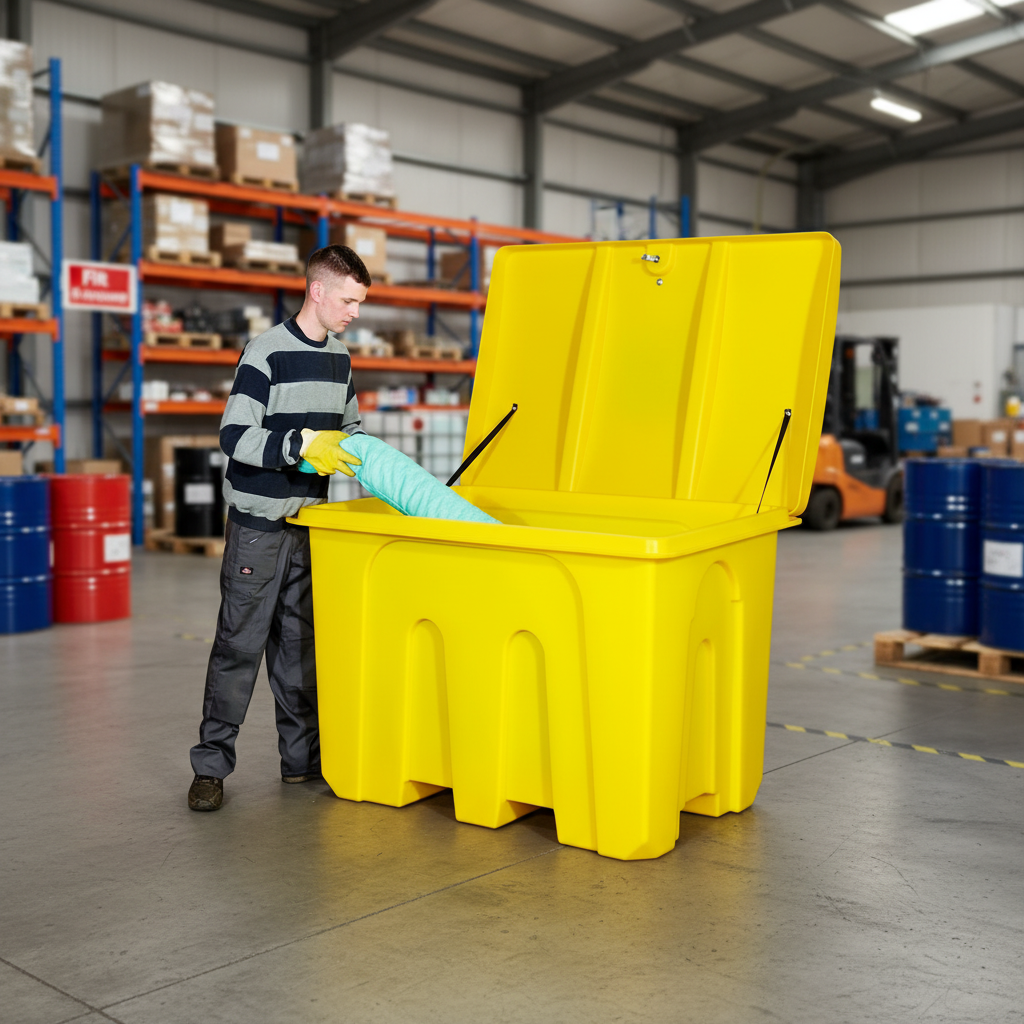 Storage Bin 1000 Litre 1460 x 1010 x 975mm Yellow for Forklift Movement
