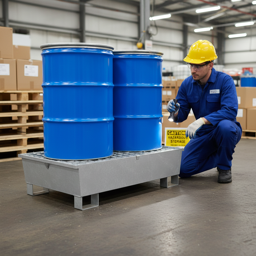 2 Drum Spill Pallet 240 Litre 1220mm x 815mm x 345mm for Drum Storage
