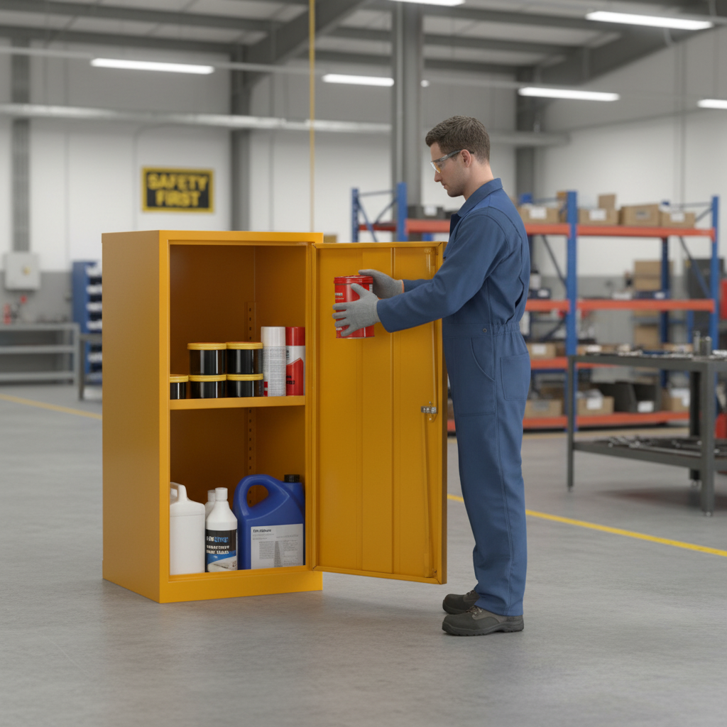 Flammable Liquids Storage Cabinet 25kg 457mm x 457mm x 915mm Steel for Safe Chemical Storage