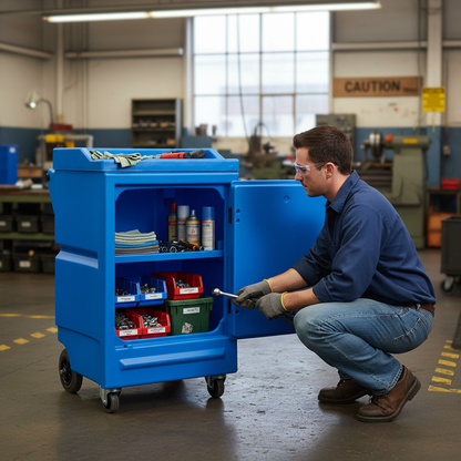 Lockable Cabinet on Wheels 18 Litre 640 x 725 x 1075mm for Storing Cleaning Materials