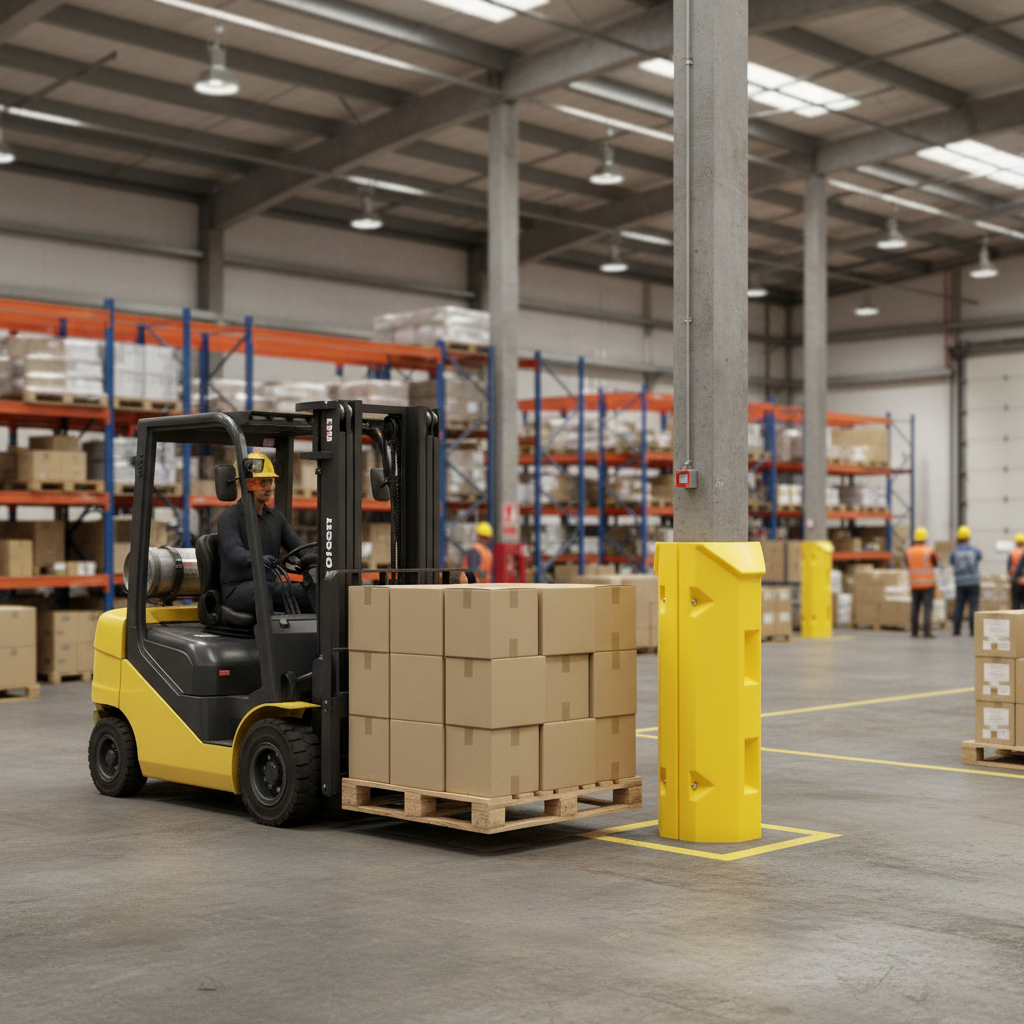 Column Protector 12kg 360mm x 350mm x 945mm Yellow for Forklift Damage Prevention
