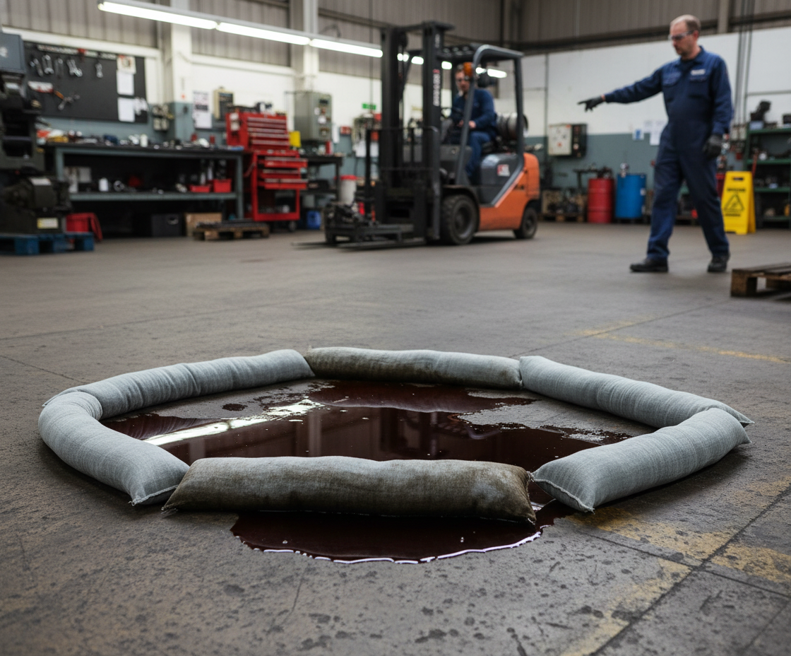 Maintenance Absorbent Socks 90 Litre 7.5cmØ x 1.2m for Machinery Spill Control