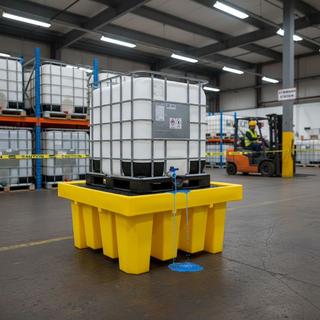 Single IBC Spill Pallet 1100 Litre 1770 x 1350 x 810mm for Chemical Storage