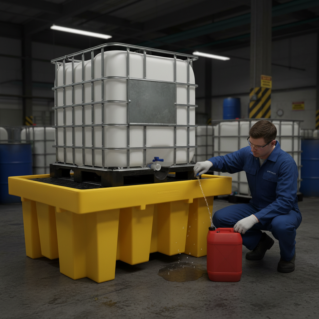 Single IBC Spill Pallet 1100 Litre 1770 x 1350 x 810mm for Chemical Storage