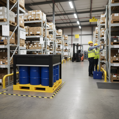 4 Drum Spill Pallet 330 Litre 1460 x 1385 x 1810mm for Drum Storage