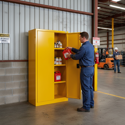 Flammable Liquids Storage Cabinet 170 Litre 1092mm x 457mm x 1651mm Yellow for Safe Chemical Storage