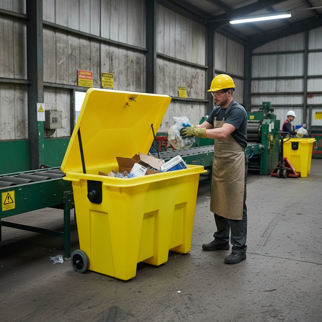 Wheeled Storage Bin 350 Litre 1265 x 855 x 910mm Yellow for Industrial Storage