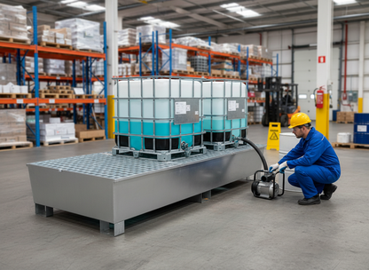 Double IBC Spill Pallet 1100 Litre 2540mm x 1220mm x 495mm for IBC Storage
