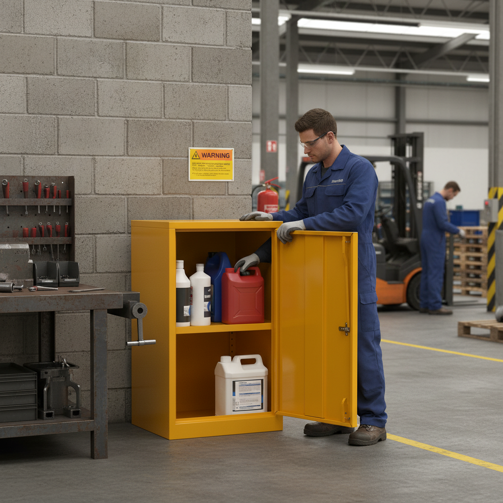 Flammable Liquids Storage Cabinet 22kg 457mm x 457mm x 762mm Steel for Safe Chemical Storage