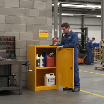 Flammable Liquids Storage Cabinet 22kg 457mm x 457mm x 762mm Steel for Safe Chemical Storage