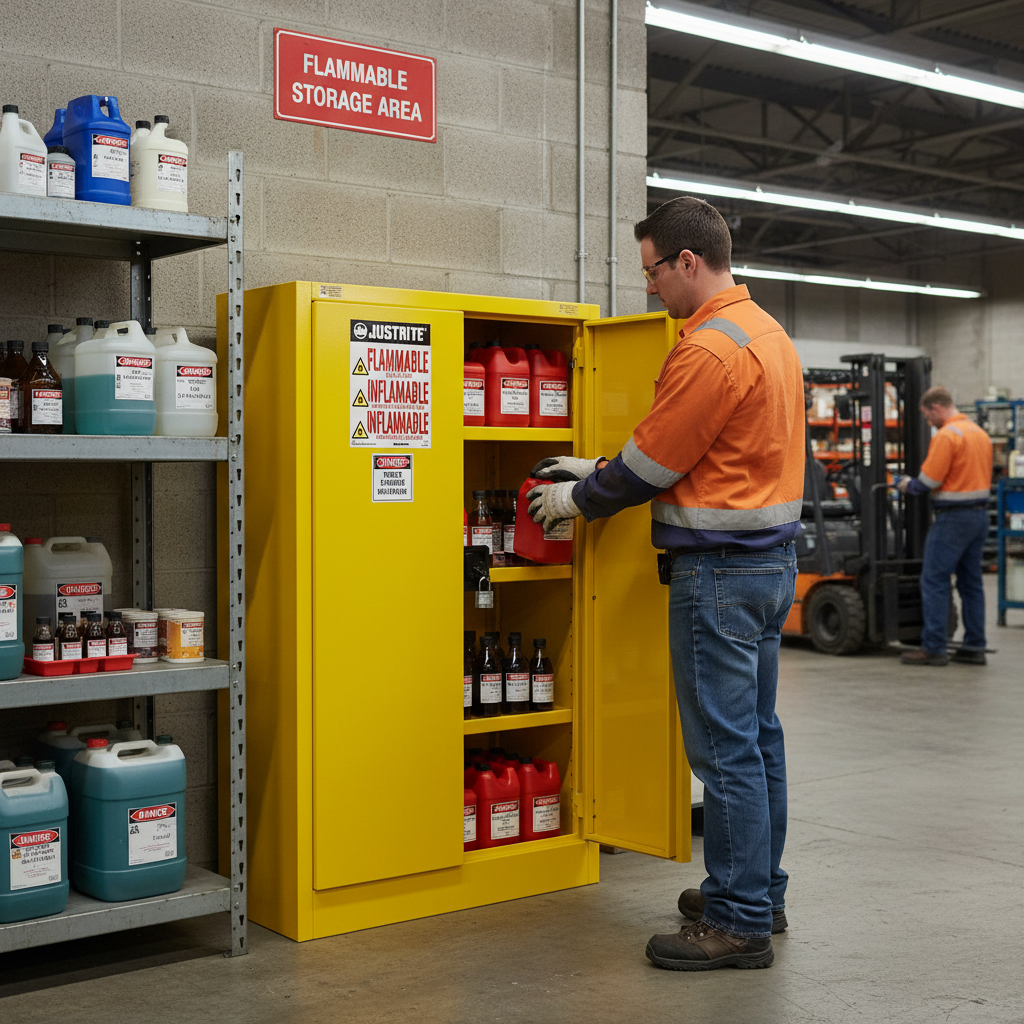 Flammable Liquids Storage Cabinet 114 Litre 1092mm x 457mm x 1118mm for Safe Chemical Storage