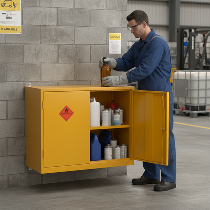 Flammable Liquids Storage Cabinet 33kg 915mm x 457mm x 711mm Steel for Safe Chemical Storage