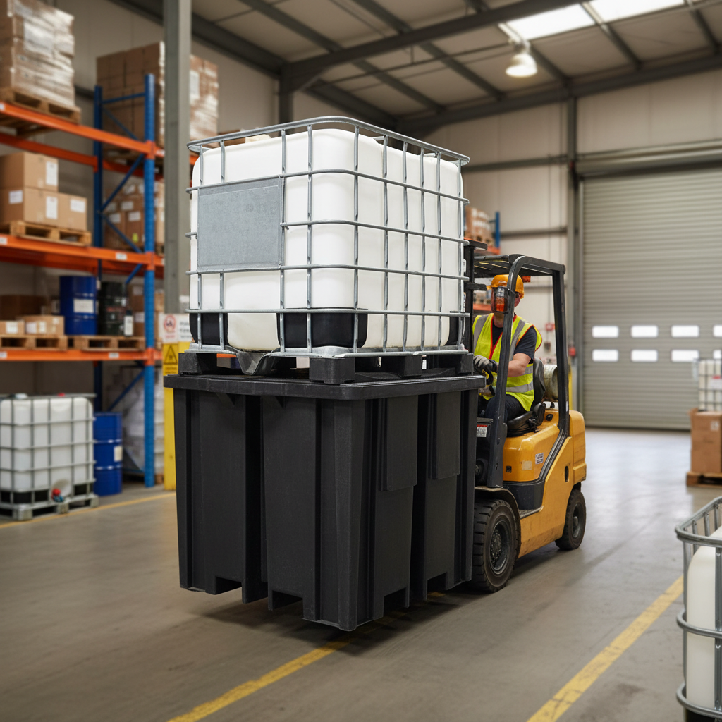 Recycled Polyethylene IBC Spill Pallet 1150 Litre 1330 x 1230 x 1090mm for Chemical Storage