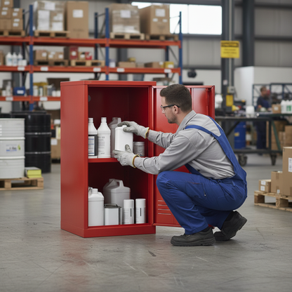 Pesticides & Agrochemical Cabinet 25kg 457mm x 457mm x 915mm Red for Chemical Storage