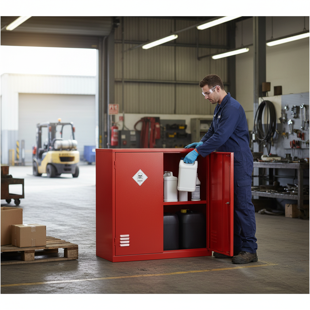 Pesticides & Agrochemical Cabinet 33kg 915mm x 457mm x 711mm Red for Chemical Storage
