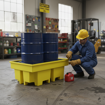 Plastic Spill Pallet 230 Litre 1260 x 860 x 520mm for Drum Storage
