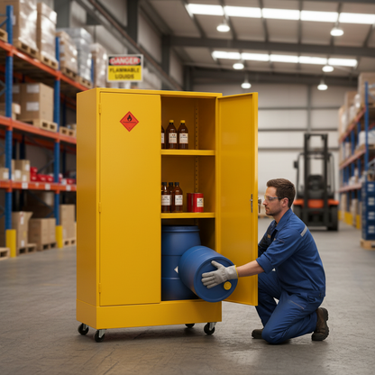 Mobile Flammable Liquids Storage Cabinet 60kg L915 x W457 x H1524mm for Hazardous Liquid Storage