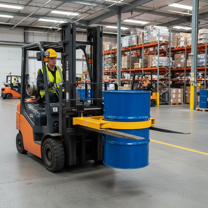 Forklift Drum Clamp 500kg 560mm Yellow for Lifting Steel Drums