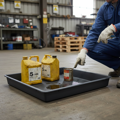Drip Tray 100 Litre 1000 x 1000 x 120mm Black for Low Machinery Storage
