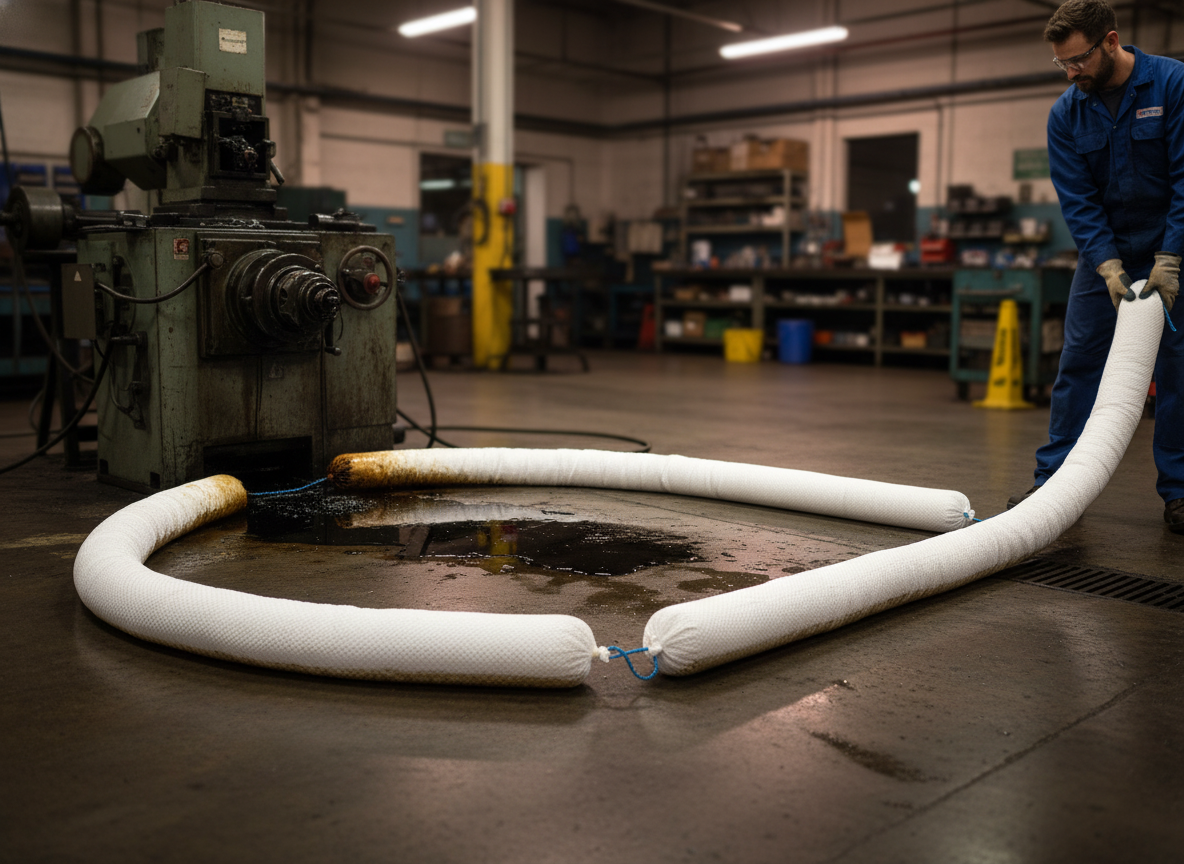 Oil Selective Absorbent Booms 100 Litre 13cmØ x 5m for Liquid Spill Containment