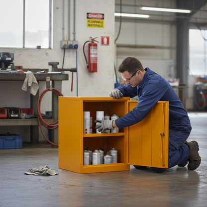 Flammable Liquids Storage Cabinet 19kg 457mm x 457mm x 609mm Steel for Safe Chemical Storage
