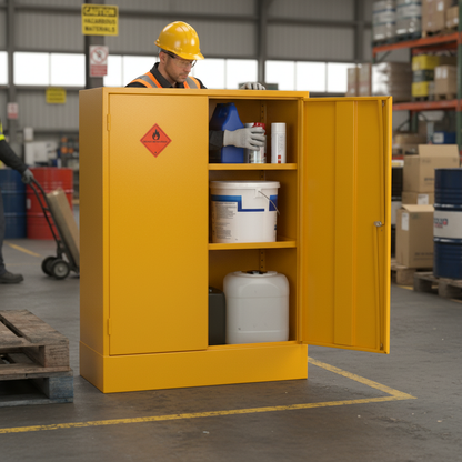 Flammable Liquids Storage Cabinet 53kg 915mm x 457mm x 1219mm Yellow for Safe Liquid Storage