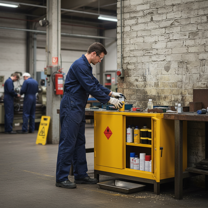 Flammable Liquids Storage Cabinet 31kg 915mm x 457mm x 609mm Steel for Safe Liquid Storage