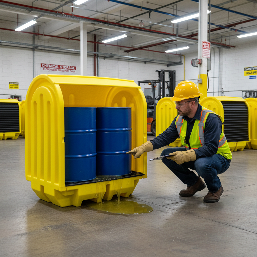Hard Covered Spill Pallet 230 Litre 1450 x 1020 x 1690mm for Drum Storage