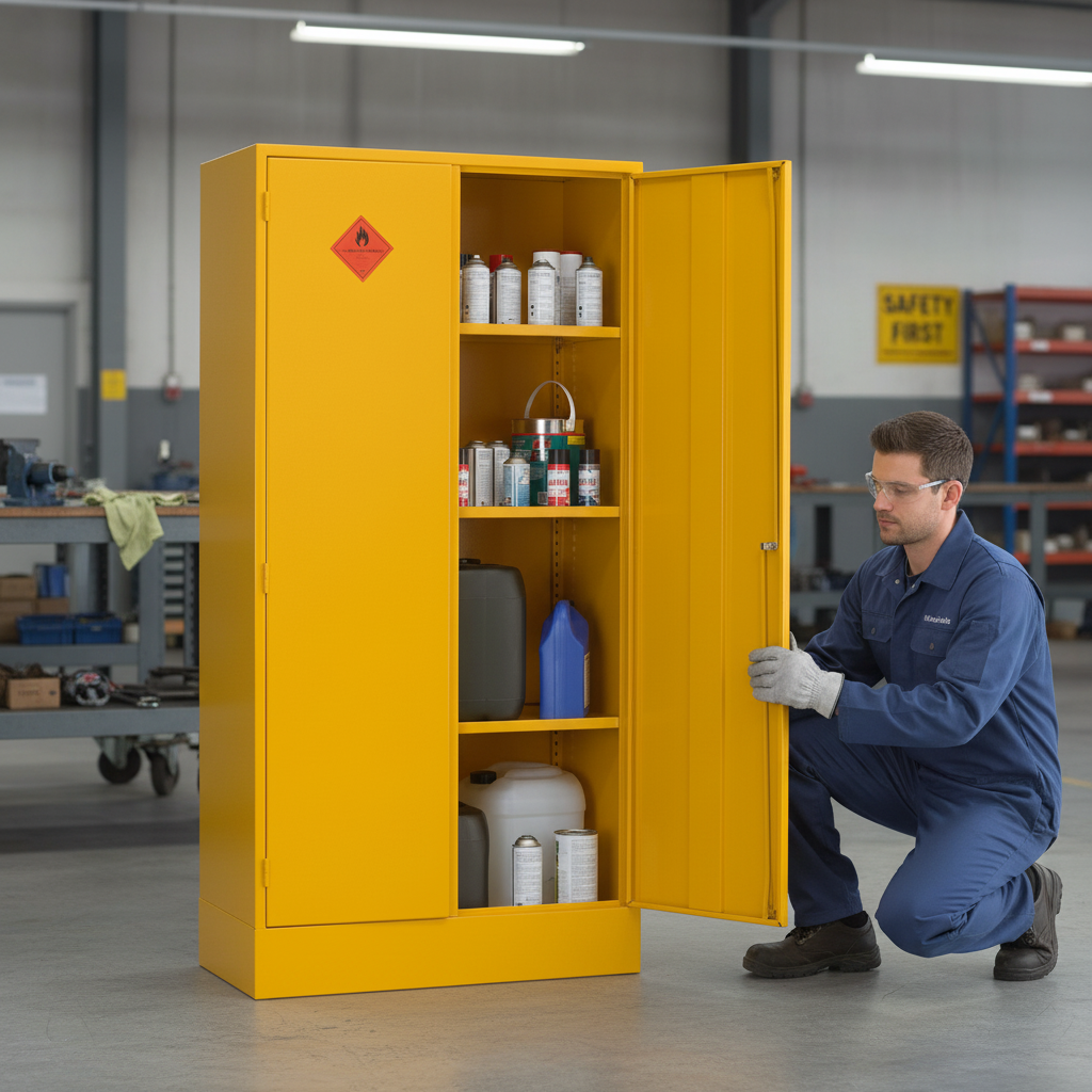 Flammable Liquids Storage Cabinet 72kg 915mm x 457mm x 1829mm Steel for Safe Chemical Storage
