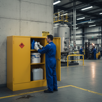 Flammable Liquids Storage Cabinet 53kg 915mm x 457mm x 1219mm Yellow for Safe Liquid Storage