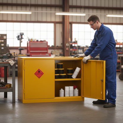 Flammable Liquids Storage Cabinet 31kg 915mm x 457mm x 609mm Steel for Safe Liquid Storage