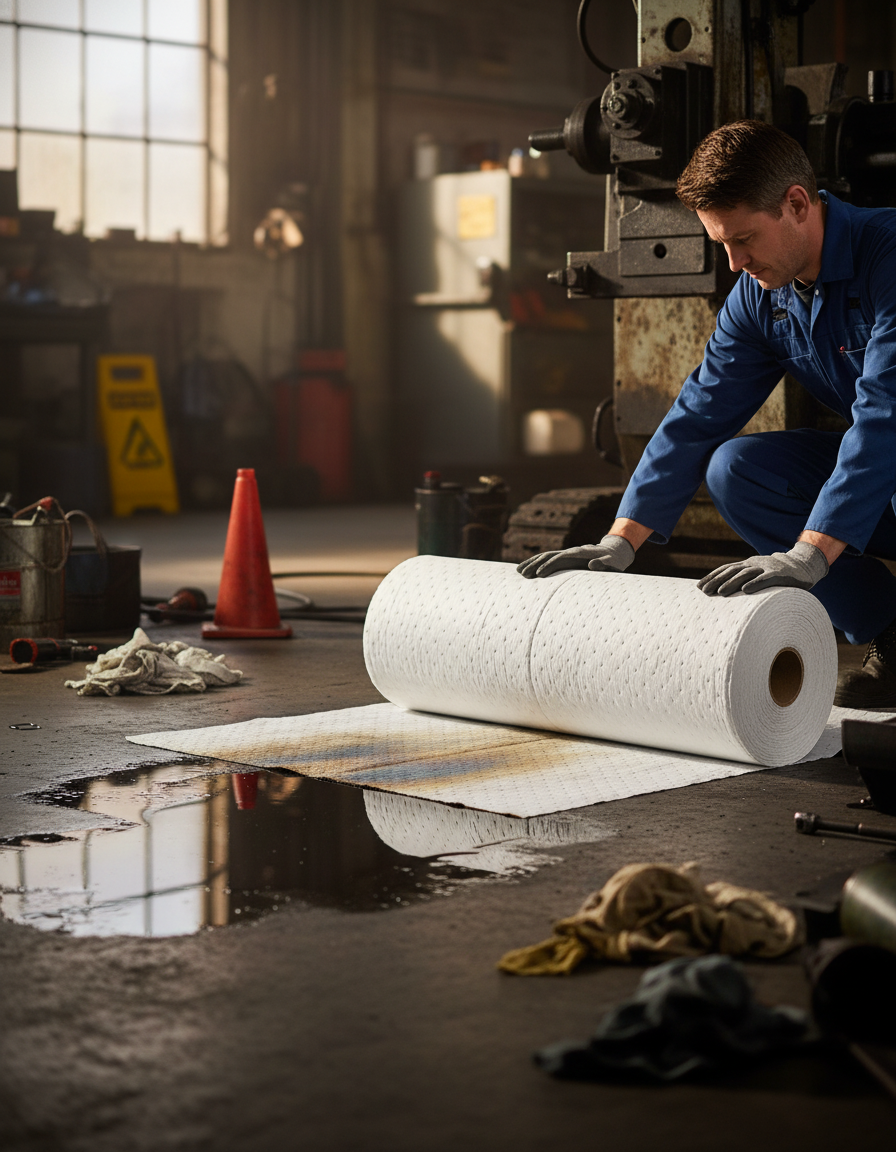 Oil Selective Absorbent Roll 80 Litre 50cm x 40m for Land-Based Spill Control