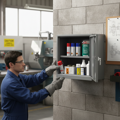 Hazardous Liquid COSHH Cabinet 19kg 609mm x 305mm x 609mm Grey for Chemical Storage