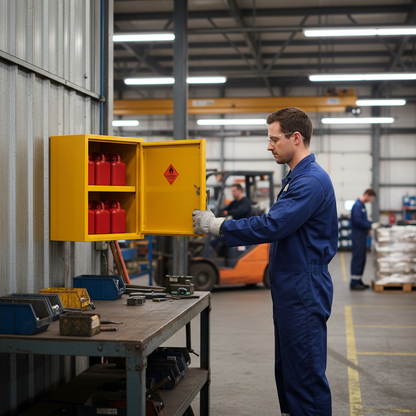 Flammable Liquids Storage Cabinet 19kg 609mm x 305mm x 609mm Yellow for Flammable Liquid Storage