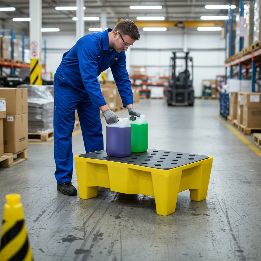 Drip Tray 70 Litre 804mm x 608mm x 315mm Yellow with Black Grid for Small Container Spill Control
